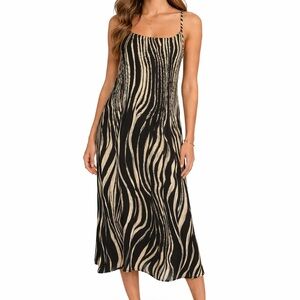 Nicole Miller Zebra Print Maxi Dress size Large
